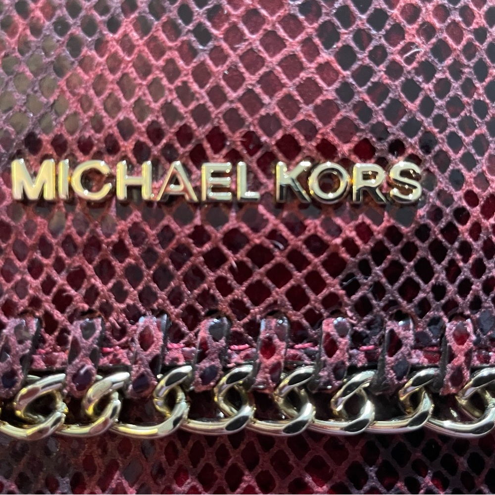Michael Kors Oversize Chelsea Python Embossed Red… - image 2